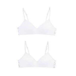 Hanes Girls' Wide Band Pullover 2-Pack White/White S